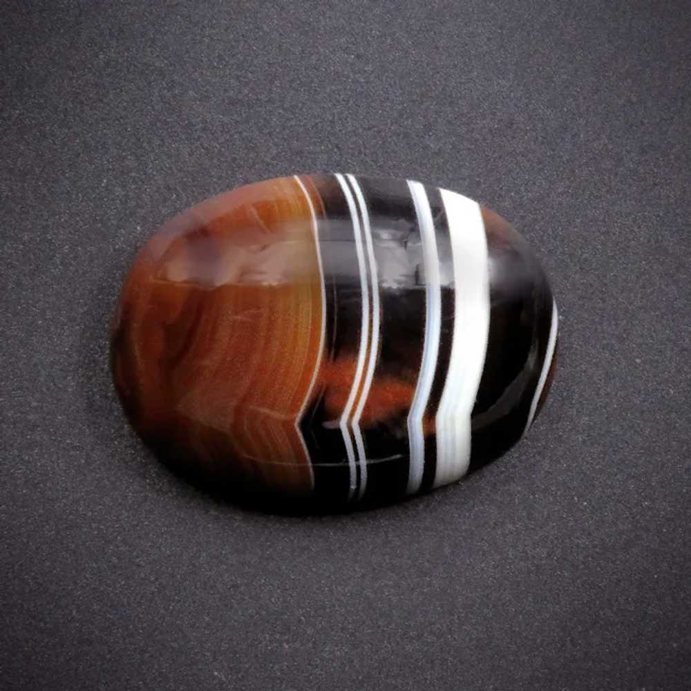 Oval Banded Agate Mourning Brooch - image 2