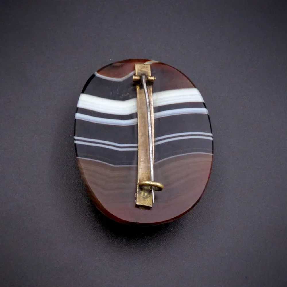 Oval Banded Agate Mourning Brooch - image 3