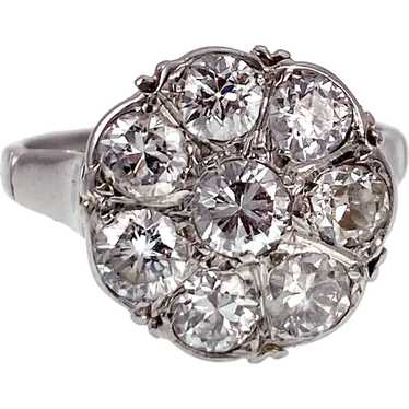 Antique Platinum & Old Mine Cut Daisy Cluster Ring