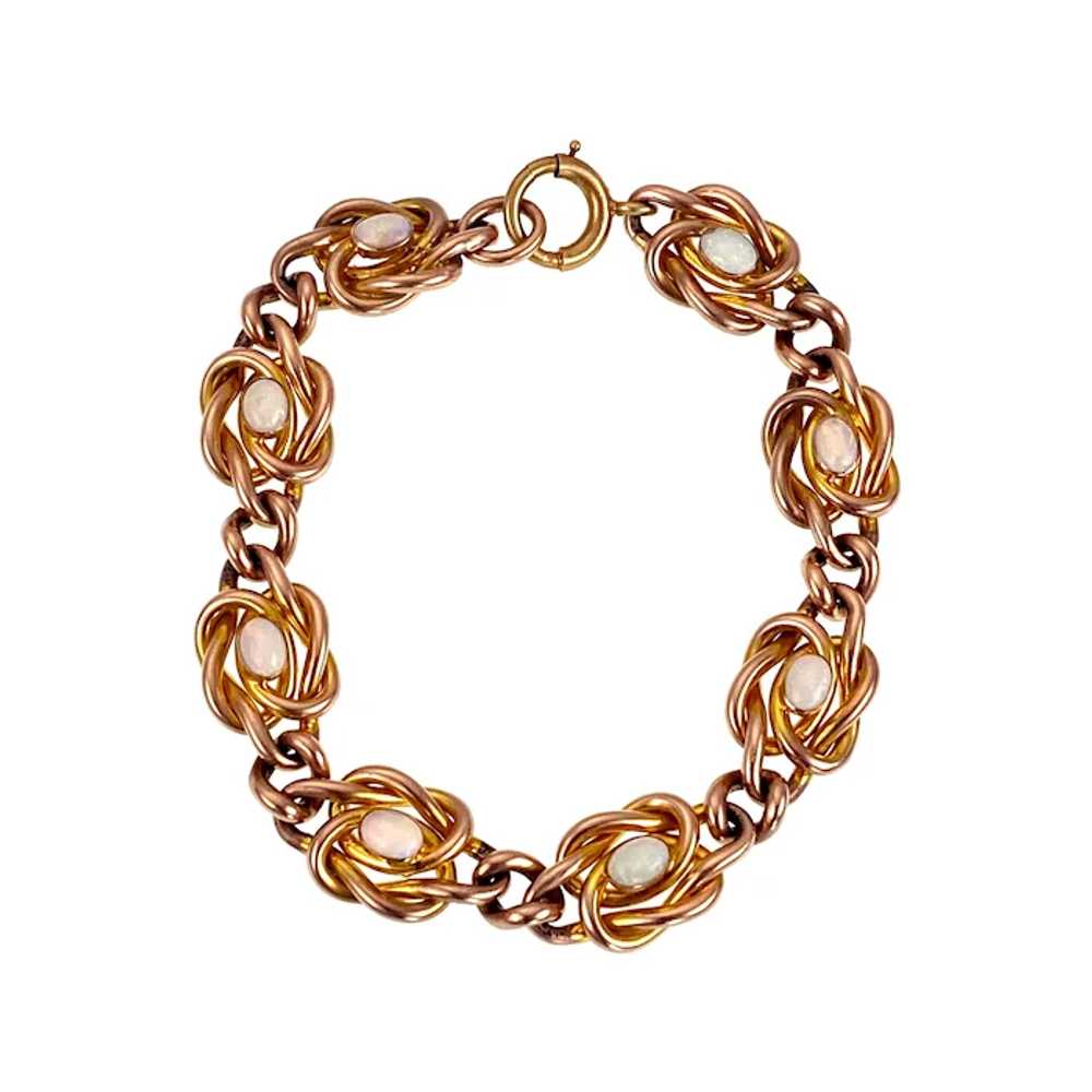 10K & Opal Curb Chain Bracelet - image 2