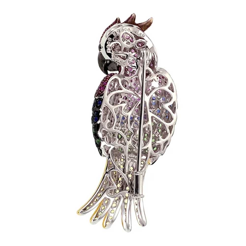 18K, Diamond, Sapphire & Tsavorite Parrot Brooch - image 5