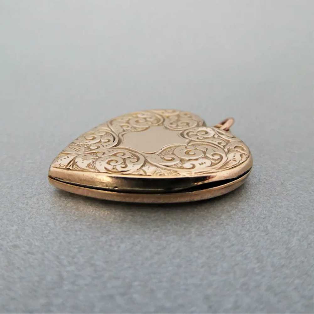 Antique Edwardian Rose Gold Filled Engraved Heart… - image 5