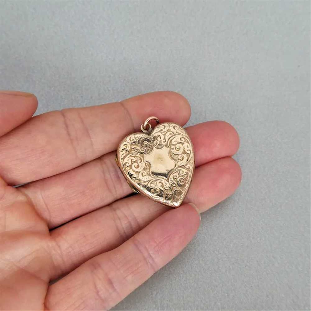 Antique Edwardian Rose Gold Filled Engraved Heart… - image 9