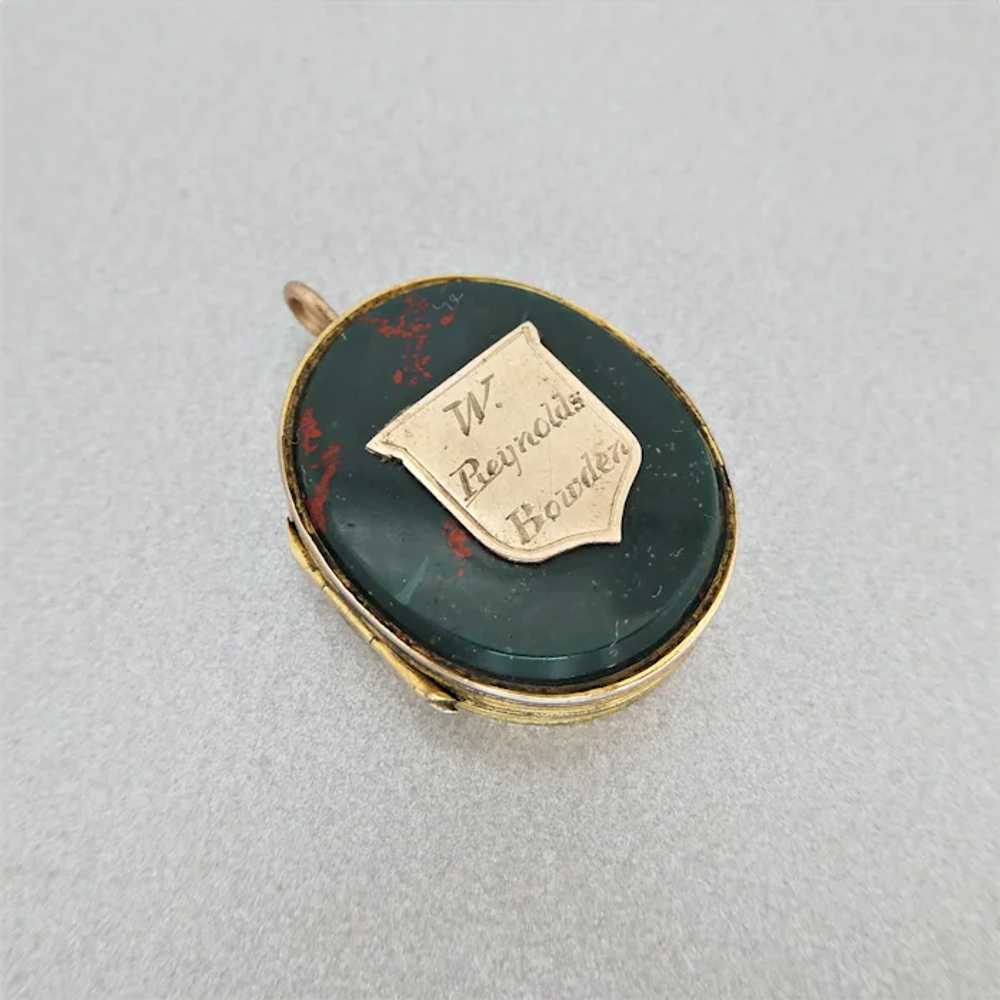 Antique Victorian Inlaid Bloodstone and Engraved … - image 2