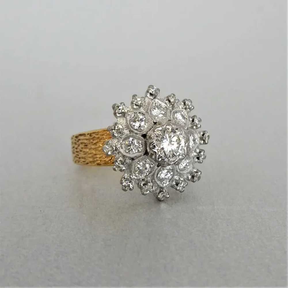 Vintage 18ct Yellow & White Gold Diamond Cluster … - image 2