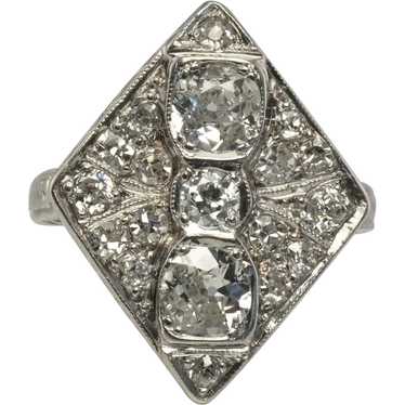 Art Deco Diamond Ring 14K Gold Geometric Vintage