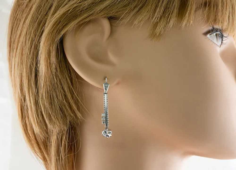 Diamond Drop Earrings 18K Gold Dangle .56 DTW - image 2