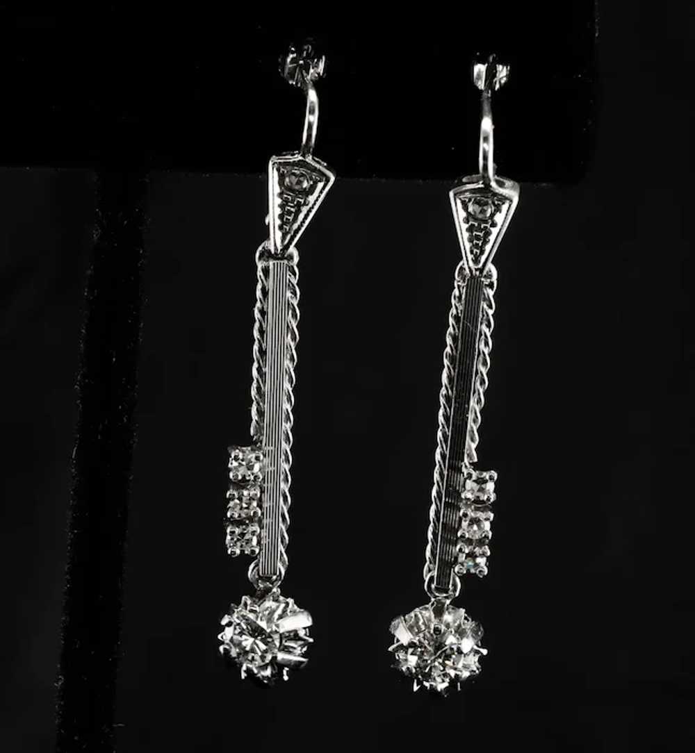 Diamond Drop Earrings 18K Gold Dangle .56 DTW - image 3
