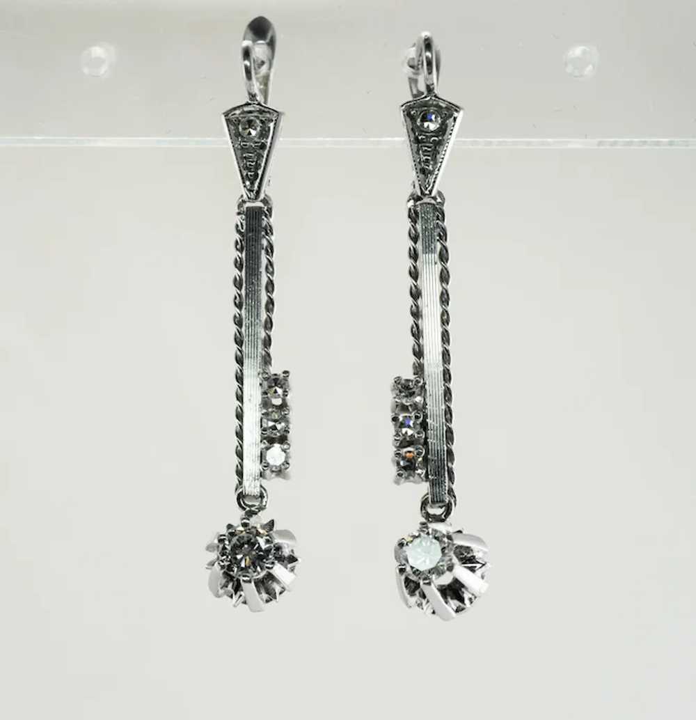 Diamond Drop Earrings 18K Gold Dangle .56 DTW - image 4
