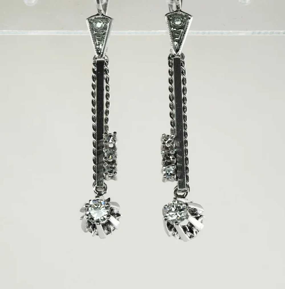 Diamond Drop Earrings 18K Gold Dangle .56 DTW - image 9