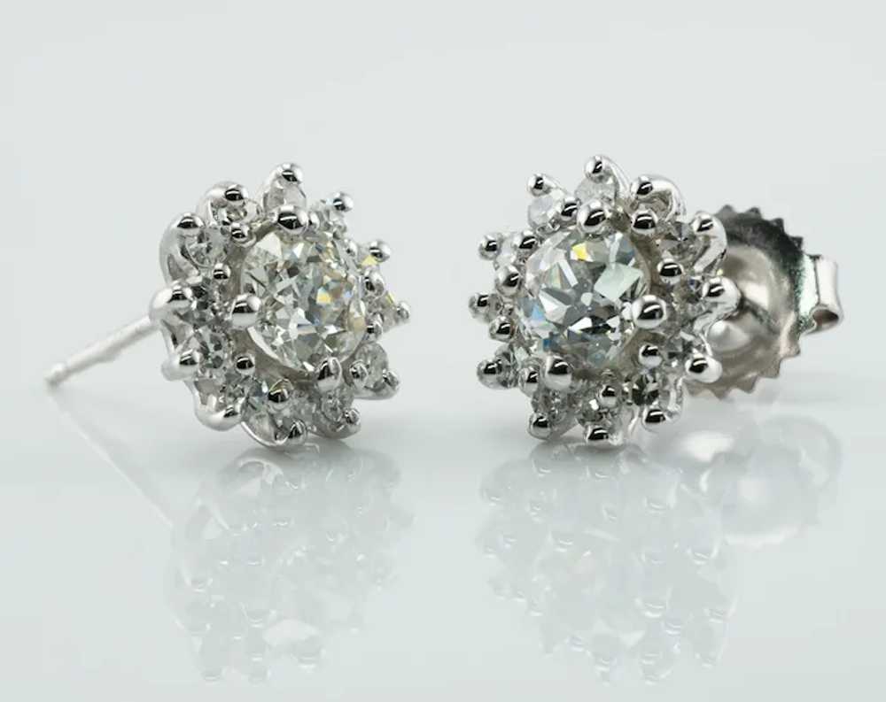 Old European cut Diamonds Earrings 14K White Gold… - image 2