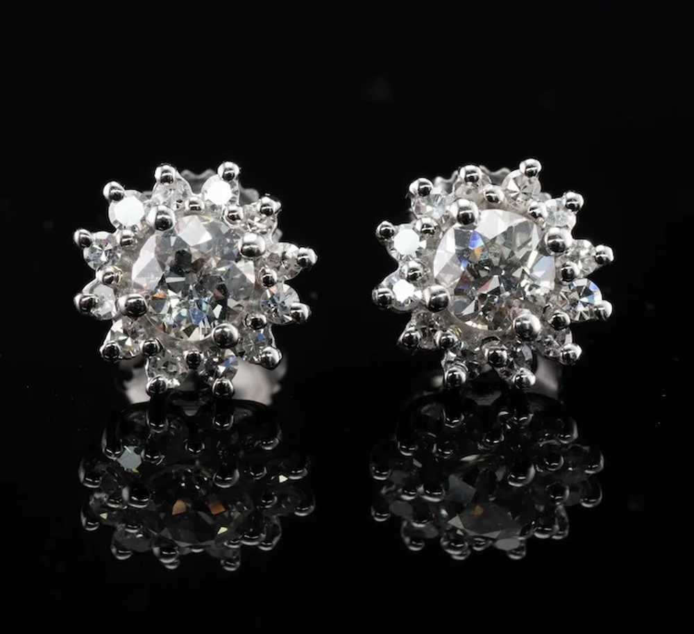 Old European cut Diamonds Earrings 14K White Gold… - image 3