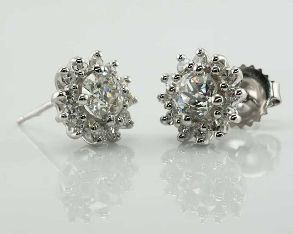 Old European cut Diamonds Earrings 14K White Gold… - image 8