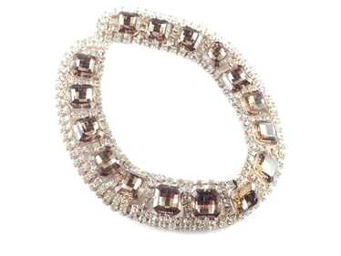 1960s Vintage Wide Rhinestone Collar Necklace - image 1