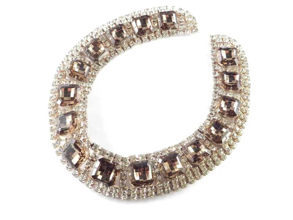 1960s Vintage Wide Rhinestone Collar Necklace - image 3