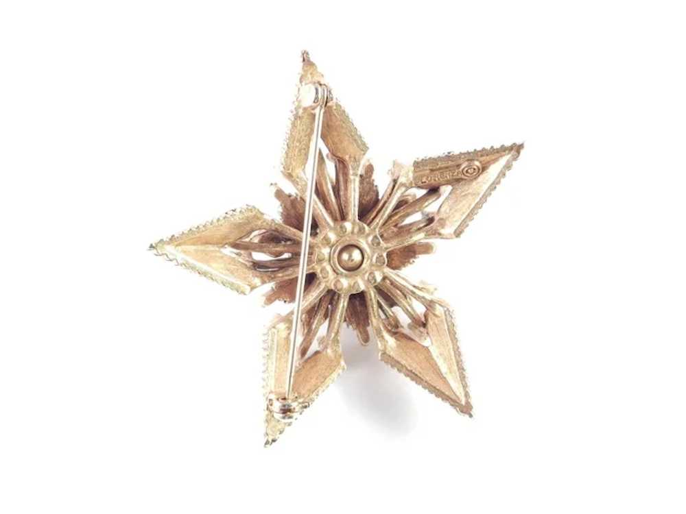 Florenza Rhinestone Cabochon Faux Pearl Star Broo… - image 5