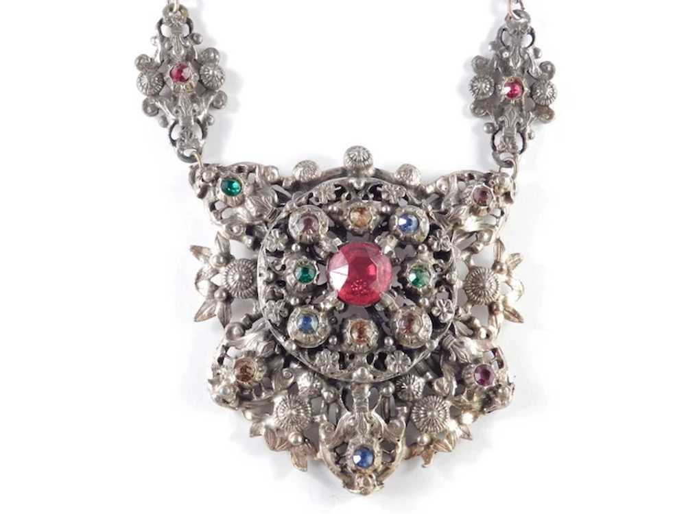 Rhinestone Medallion Shield Necklace - image 6