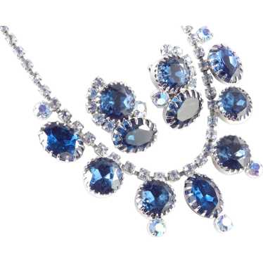 Rhinestone Necklace Earrings Demi Parure Set Big … - image 1