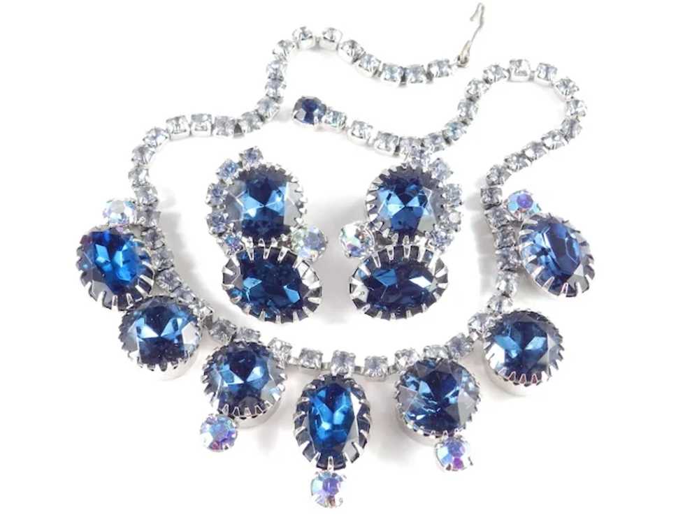 Rhinestone Necklace Earrings Demi Parure Set Big … - image 5