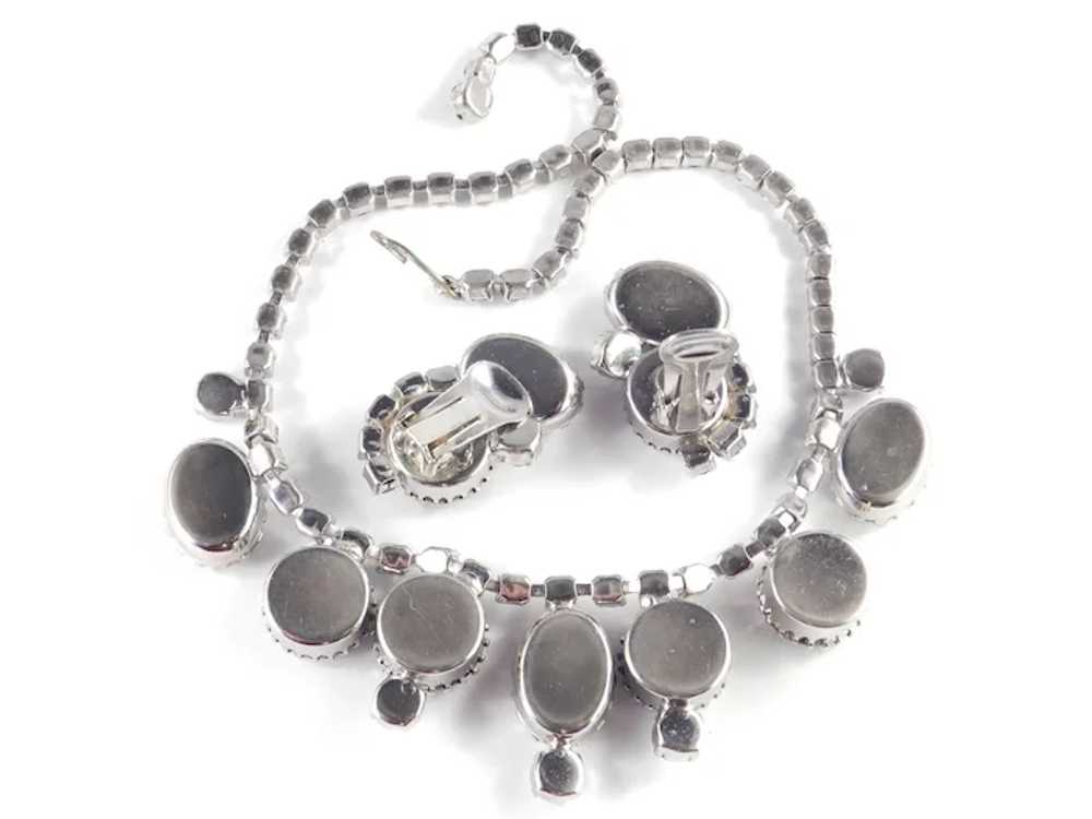Rhinestone Necklace Earrings Demi Parure Set Big … - image 6