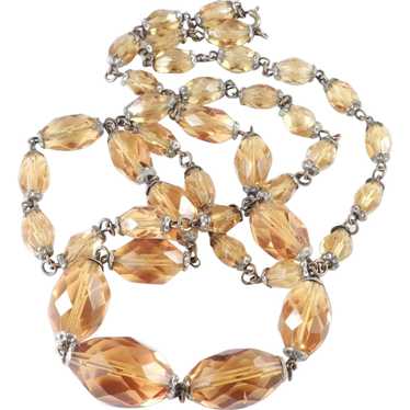 Topaz Colored Faceted Glass Bead Necklace