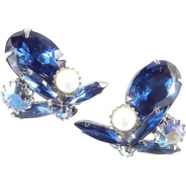 D & E Juliana Rhinestone Faux Pearl Earrings - image 1