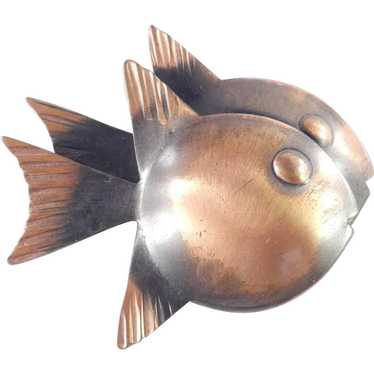 Rebajes Copper Double Fish Brooch Pin - image 1