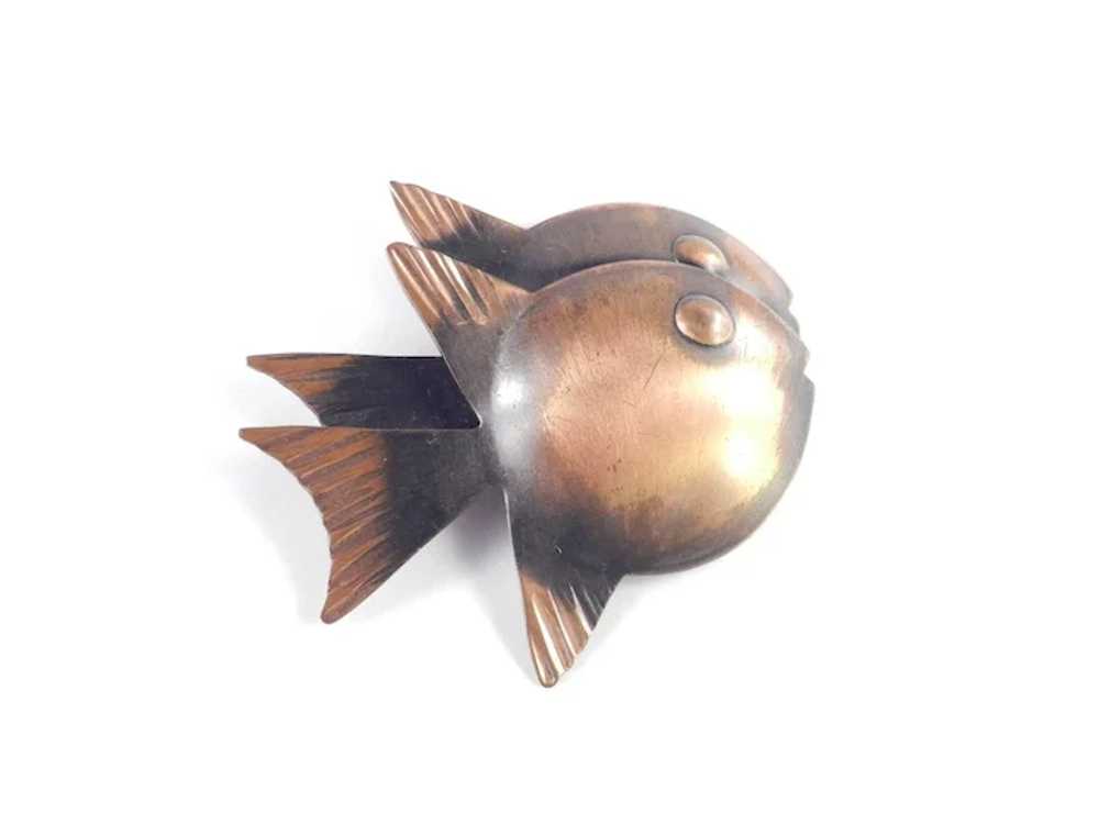 Rebajes Copper Double Fish Brooch Pin - image 2