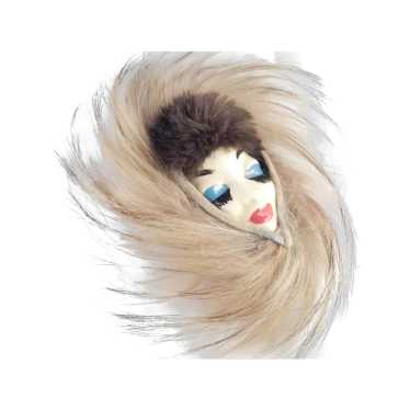 Elzac Ceramic Victim of Fashion Face Faux Fur Fea… - image 1