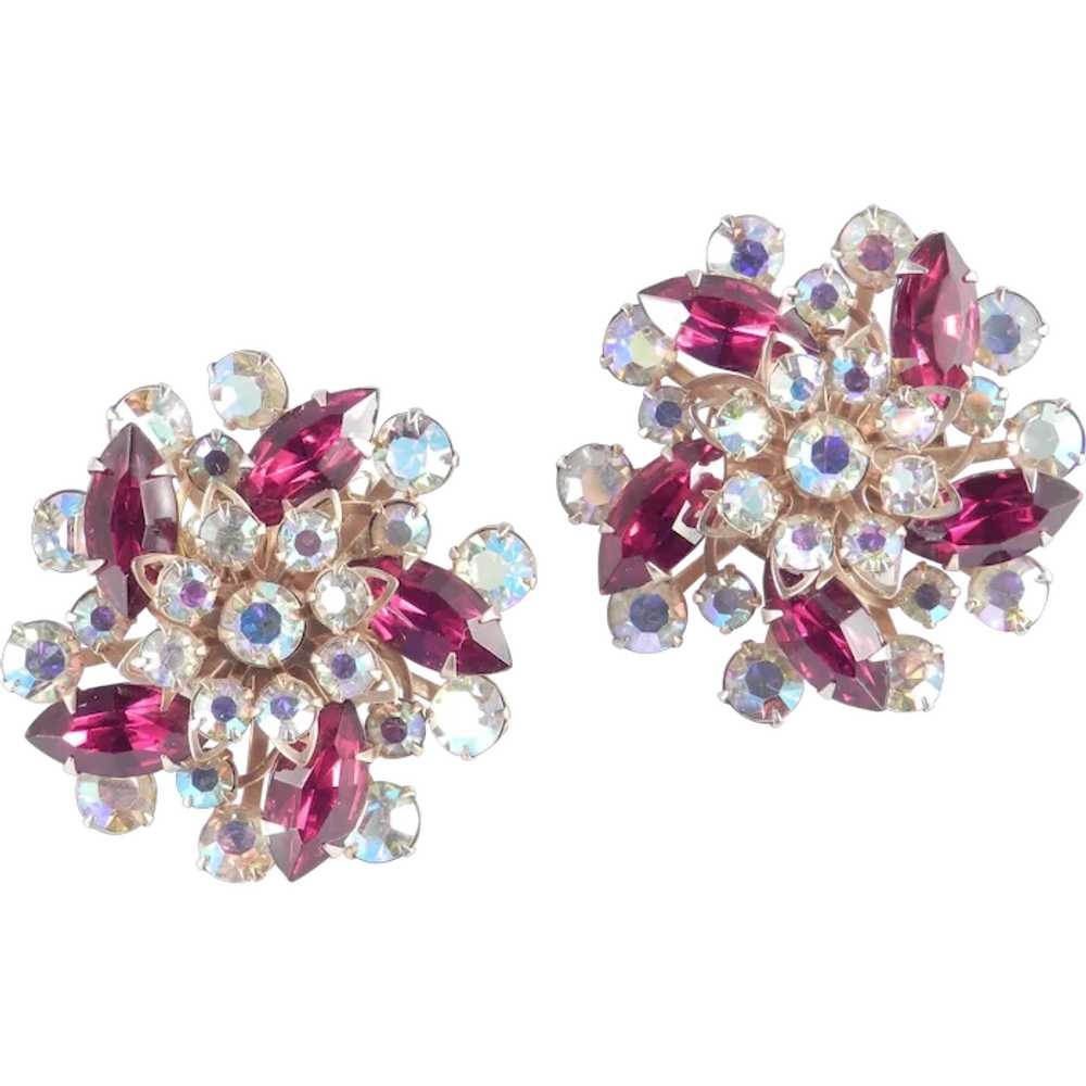 Large Rhinestone Pinwheel Earrings - image 1