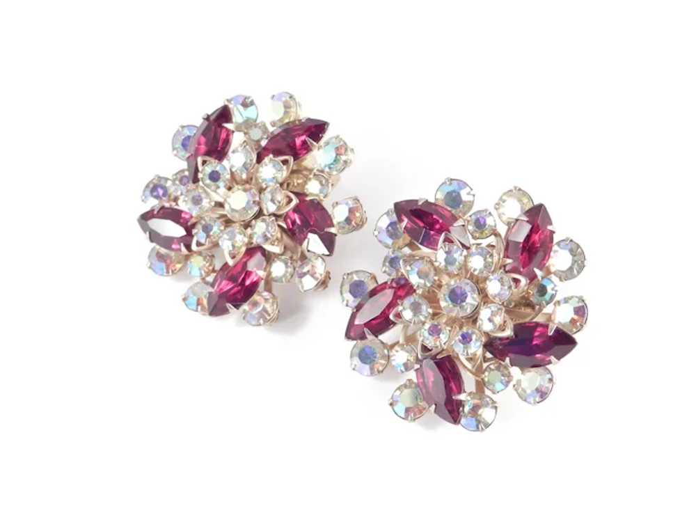 Large Rhinestone Pinwheel Earrings - image 2