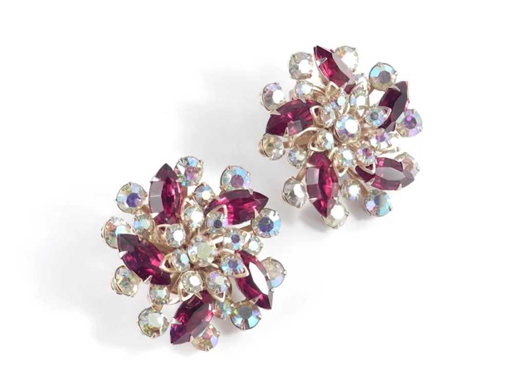 Large Rhinestone Pinwheel Earrings - image 3