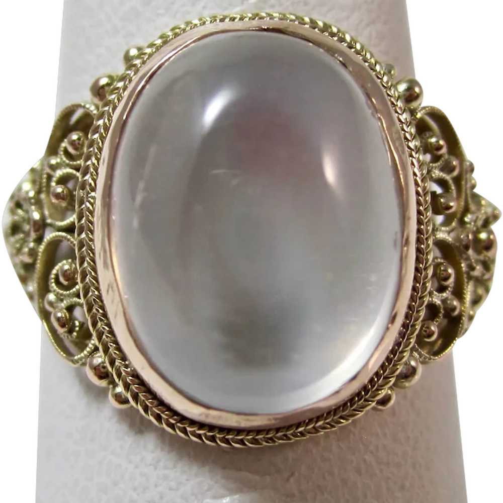 Antique Victorian Natural Moonstone Ring 14K - image 1