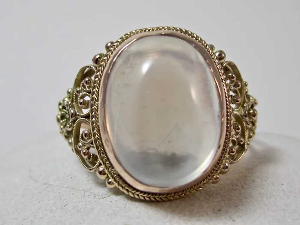 Antique Victorian Natural Moonstone Ring 14K - image 3
