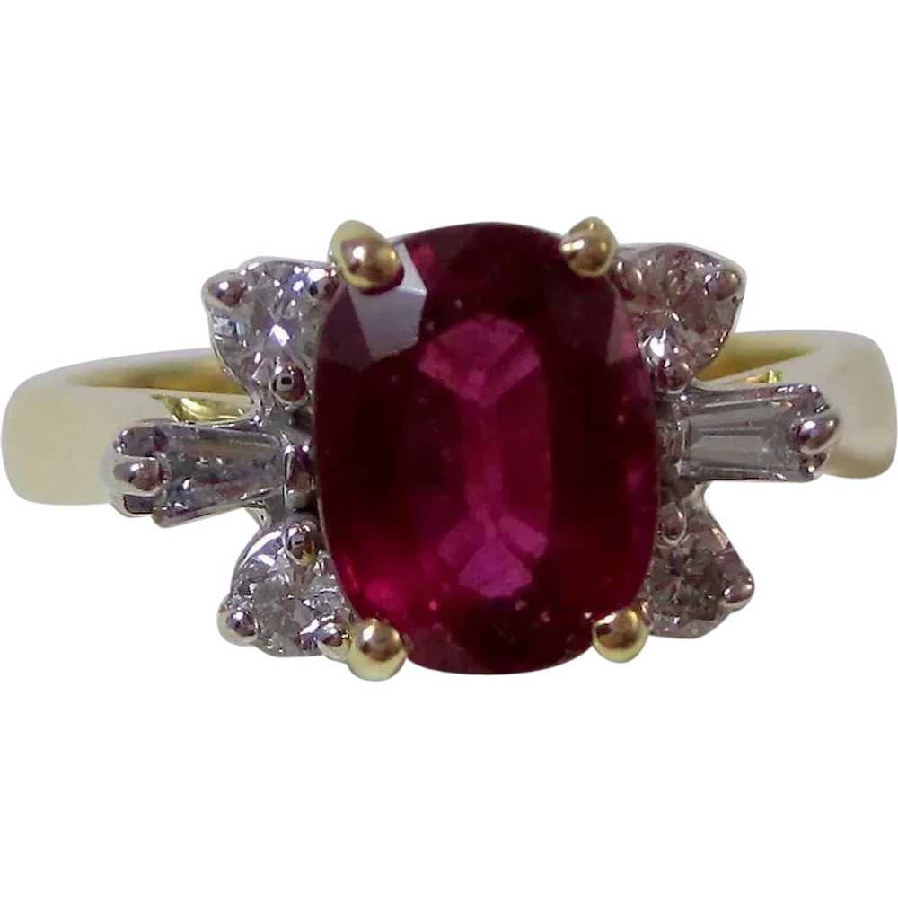 Vintage Estate Natural Rubellite Tourmaline Diamo… - image 1