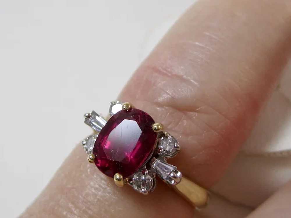 Vintage Estate Natural Rubellite Tourmaline Diamo… - image 2