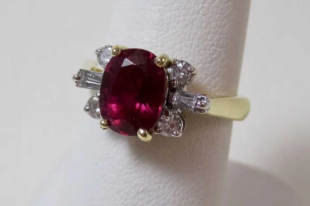 Vintage Estate Natural Rubellite Tourmaline Diamo… - image 3