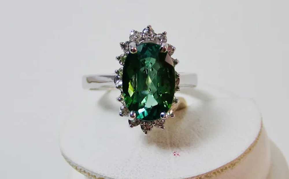 Natural Green Tourmaline & Diamond Engagement Est… - image 2