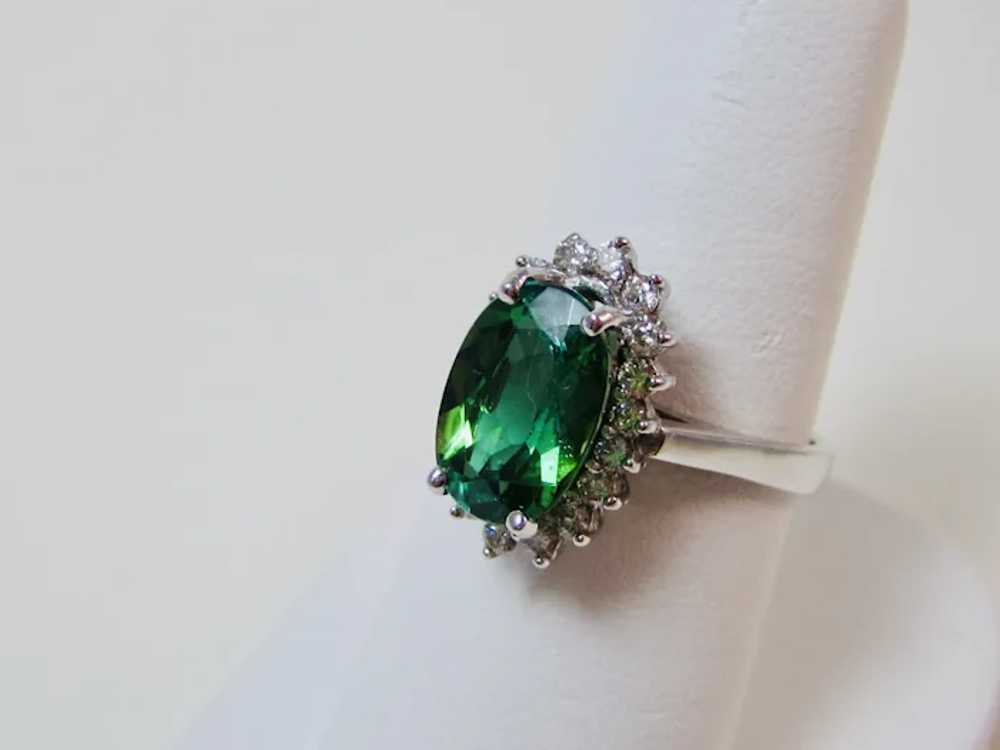 Natural Green Tourmaline & Diamond Engagement Est… - image 3