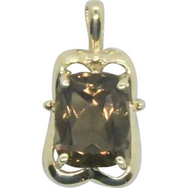 14k Gold Emerald Cut Citrine Pendant