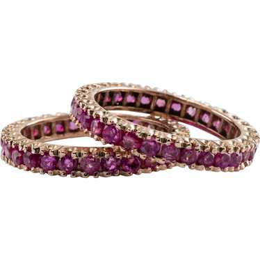 Pair Stackable Natural Pink Sapphire Eternity Band