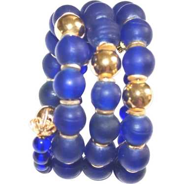 Cobalt Blue and Gold Wrap Bracelet