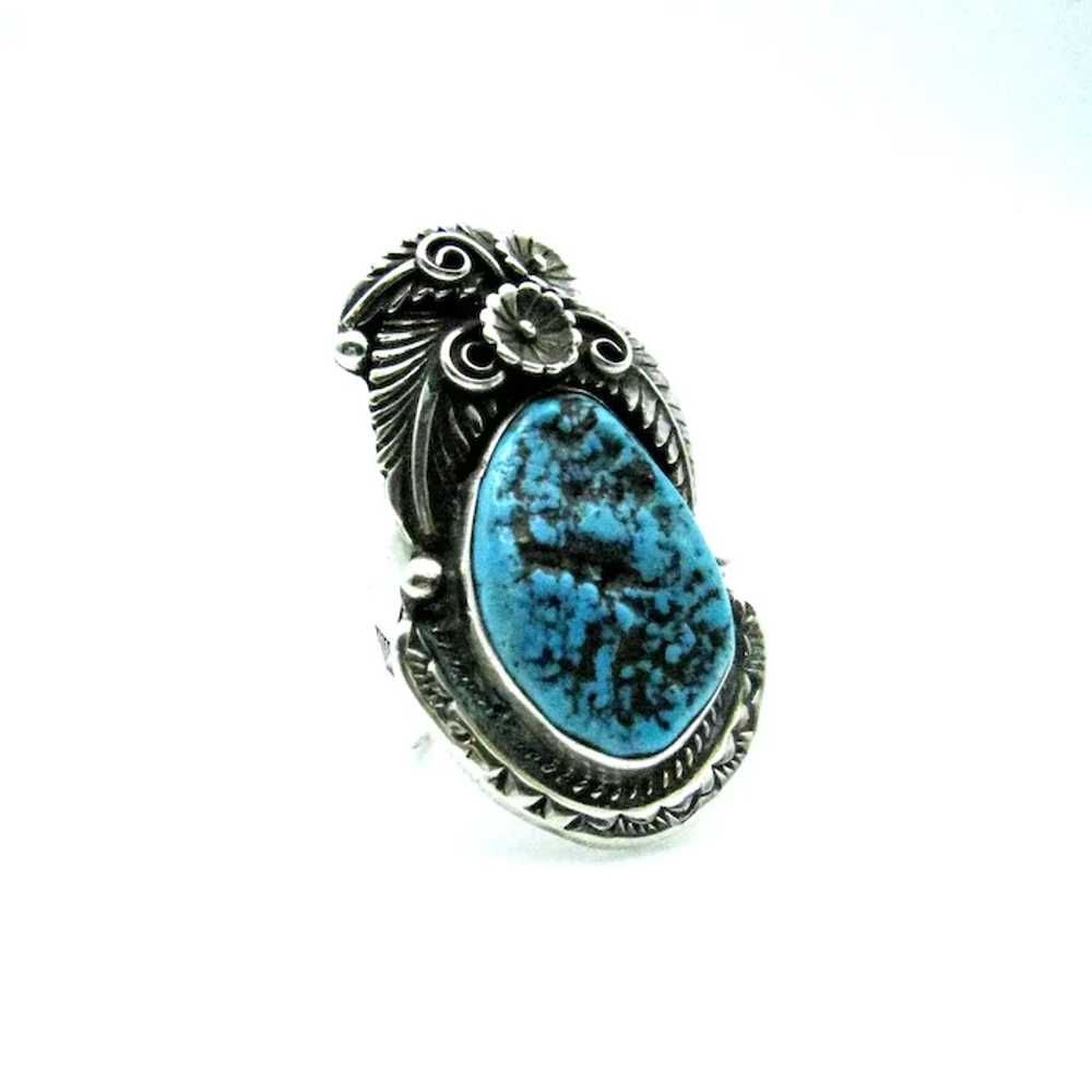 Navajo Sterling Silver and Turquoise Very Large R… - image 10