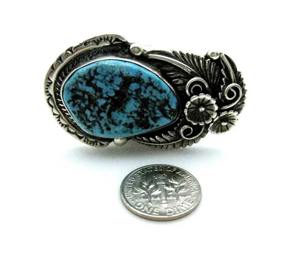 Navajo Sterling Silver and Turquoise Very Large R… - image 8