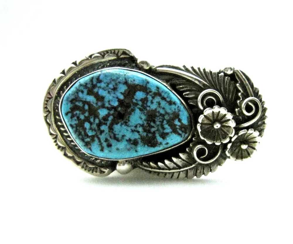 Navajo Sterling Silver and Turquoise Very Large R… - image 9