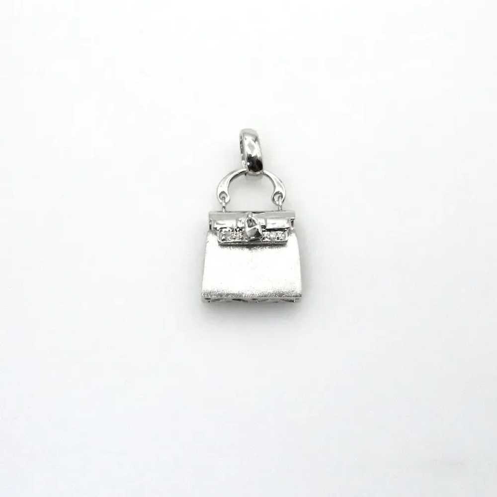 14K White Gold Diamonds Purse Pendant - Movable M… - image 10