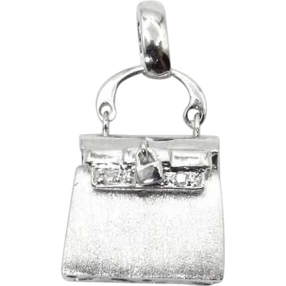 14K White Gold Diamonds Purse Pendant - Movable M… - image 1