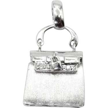 14K White Gold Diamonds Purse Pendant - Movable M… - image 1