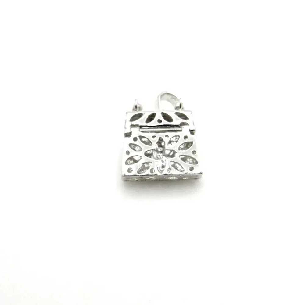 14K White Gold Diamonds Purse Pendant - Movable M… - image 2