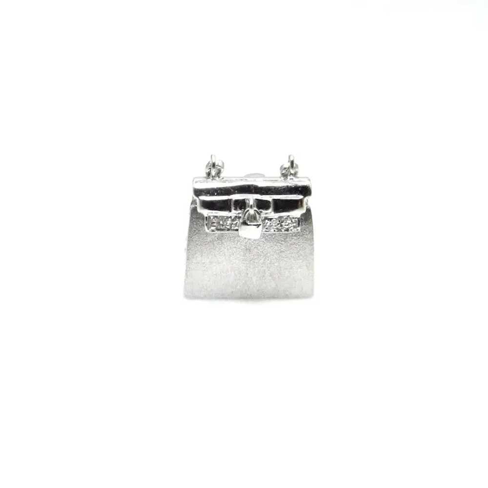 14K White Gold Diamonds Purse Pendant - Movable M… - image 3